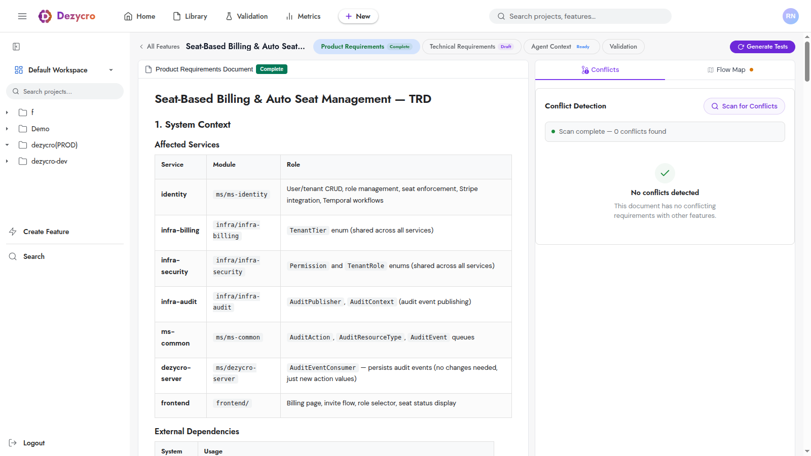 TRD view in the Web UI